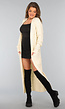 Lange Beige Gebreide Cardigan met Zakken