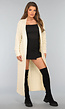 Lange Beige Gebreide Cardigan met Zakken
