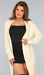 Lange Beige Gebreide Cardigan met Zakken
