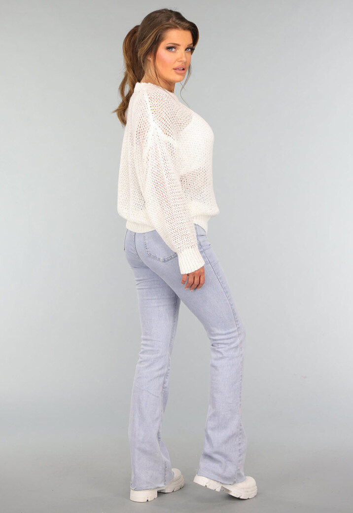 Witte See Through Gebreide Trui