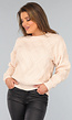 Beige Gebreide Trui met Ruit Motief