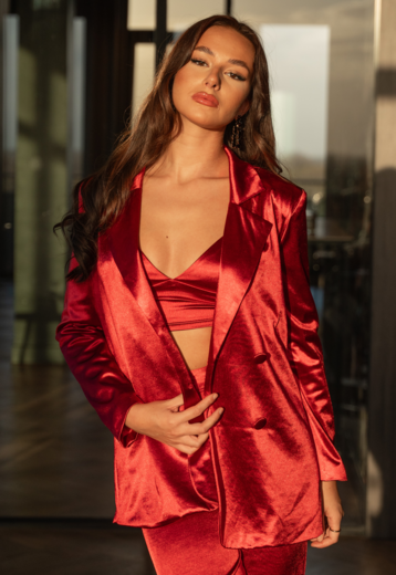 Bordeaux Rood 3-Delig Pak Satijn