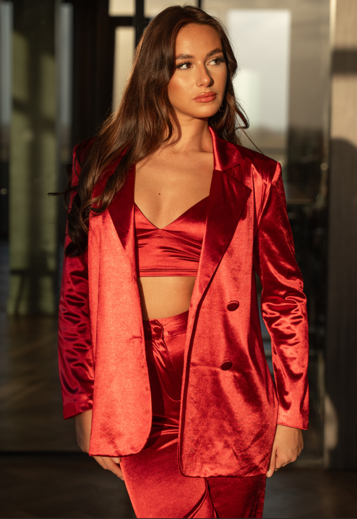 Bordeaux Rood 3-Delig Pak Satijn