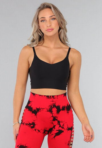 Zwarte Softcup Sport Bh met Kruis Rug