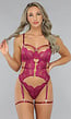 Aubergine Bustier Lingerie Set met Hartjes