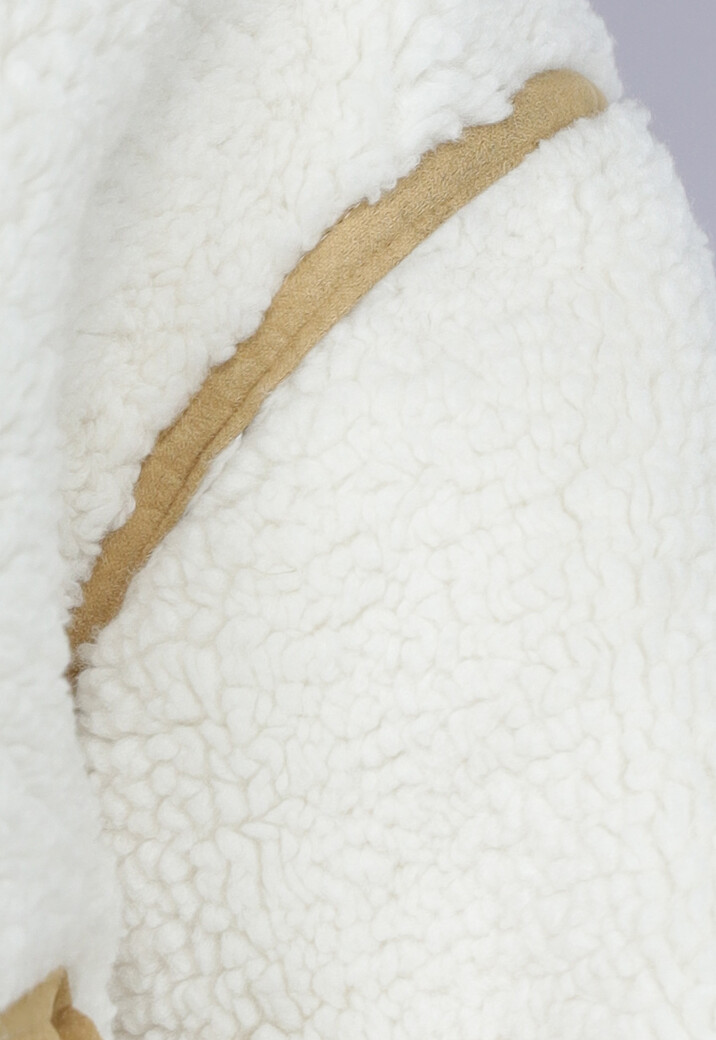 Ecru Teddy Jas met Suède Camel Details