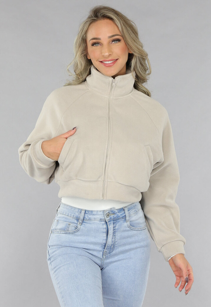 Cropped Fleece Vest met Hoge Kraag