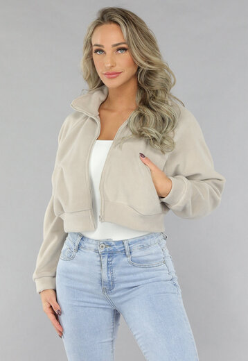 OP=OP! Cropped Fleece Vest met Hoge Kraag
