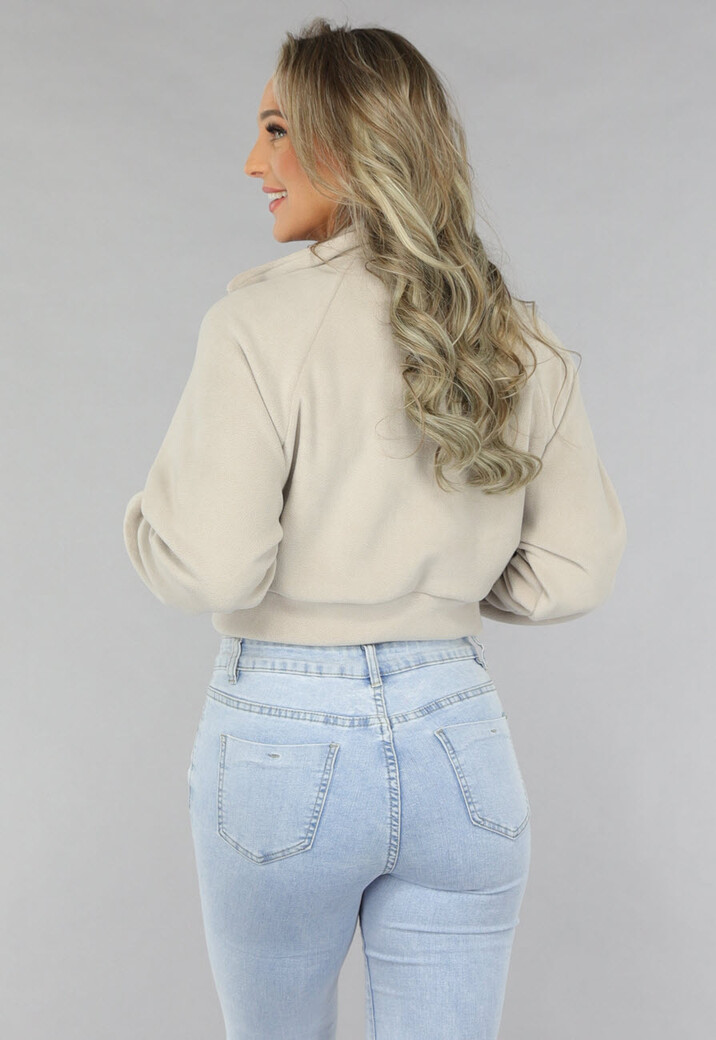 Cropped Fleece Vest met Hoge Kraag