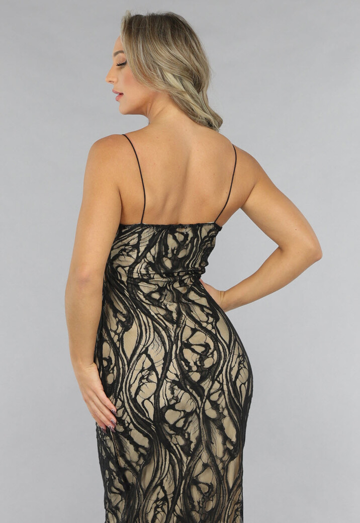 Lange Zwarte Kanten Jurk