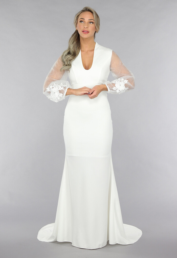 Aansluitende Trouwjurk met Chiffon Mouwen