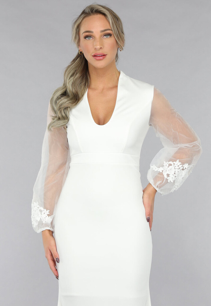 Aansluitende Trouwjurk met Chiffon Mouwen