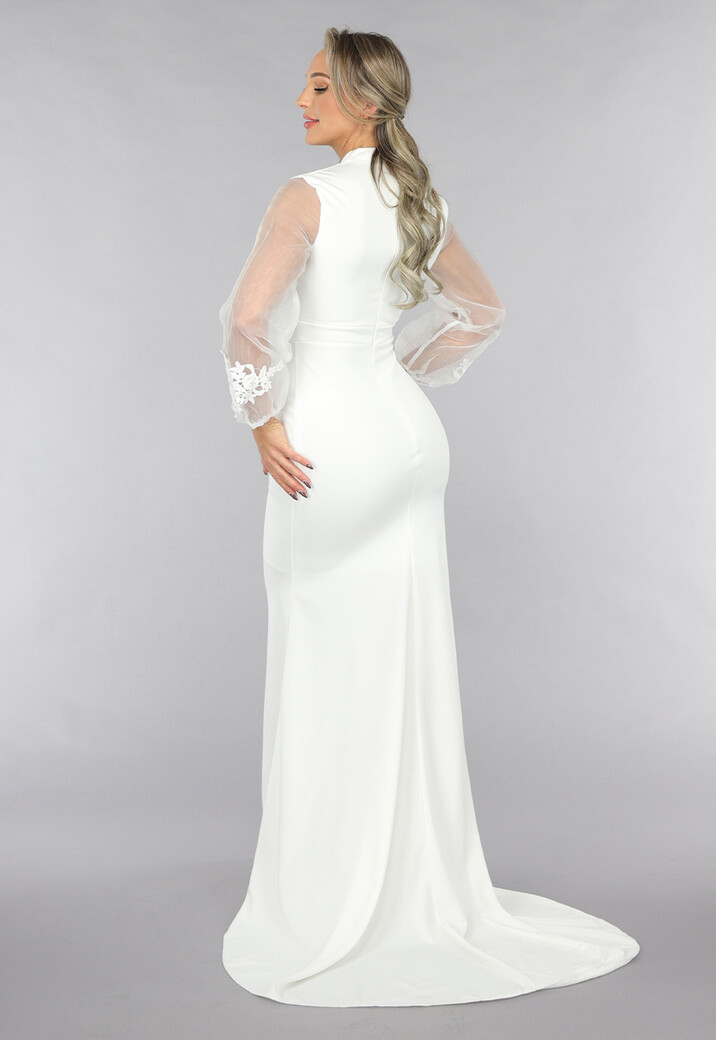 Aansluitende Trouwjurk met Chiffon Mouwen