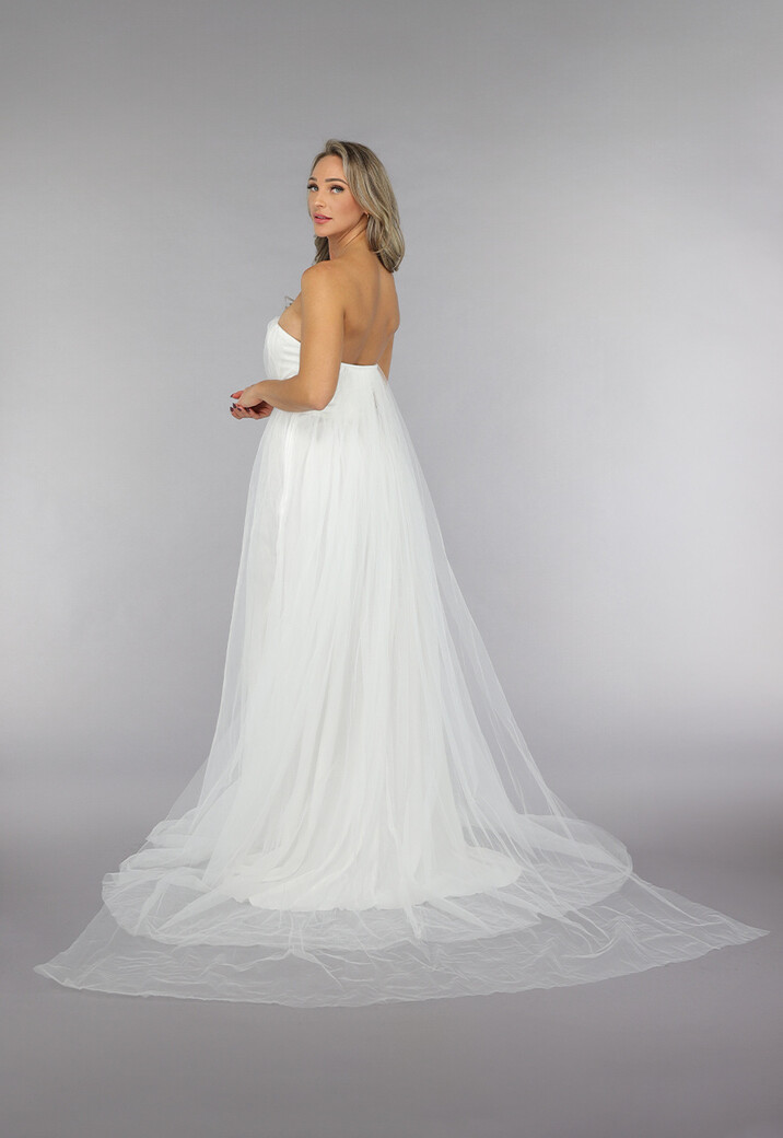 Witte Lange Mesh Bridal Jurk