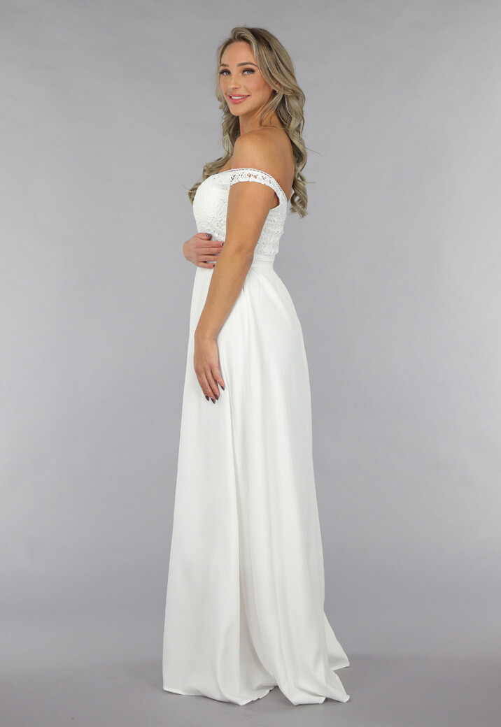 Witte Off Shoulder Bruidsjurk met Pads