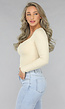 Beige Rib Top met Kleine Scrunch