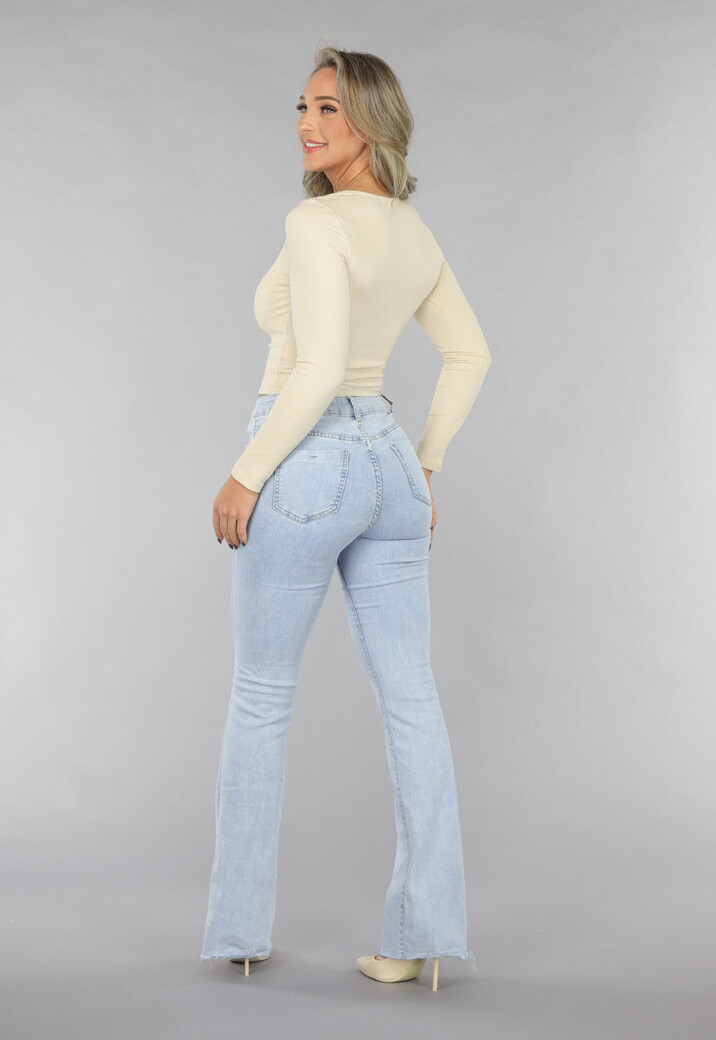 Beige Rib Top met Kleine Scrunch