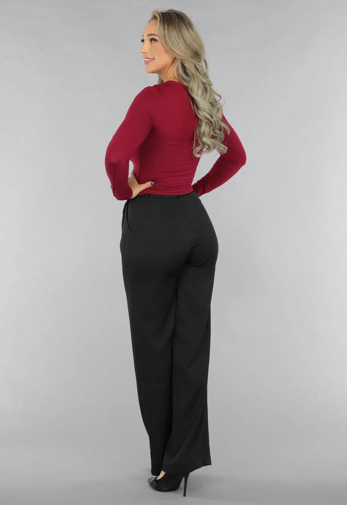 Bordeaux Rode Top met Plooien