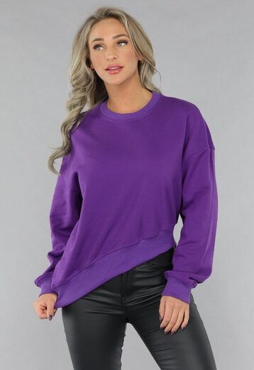 Paarse Sweater met Schuine Afwerking
