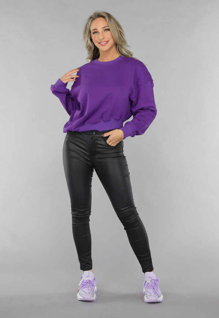 Paarse Sweater met Schuine Afwerking