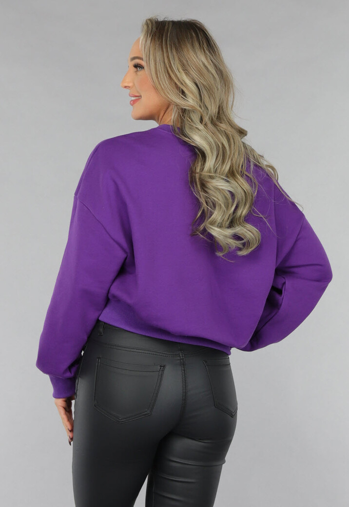 Paarse Sweater met Schuine Afwerking