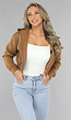 Camel Cropped Vest met Ritssluiting