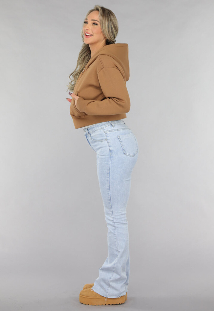 Camel Cropped Vest met Ritssluiting