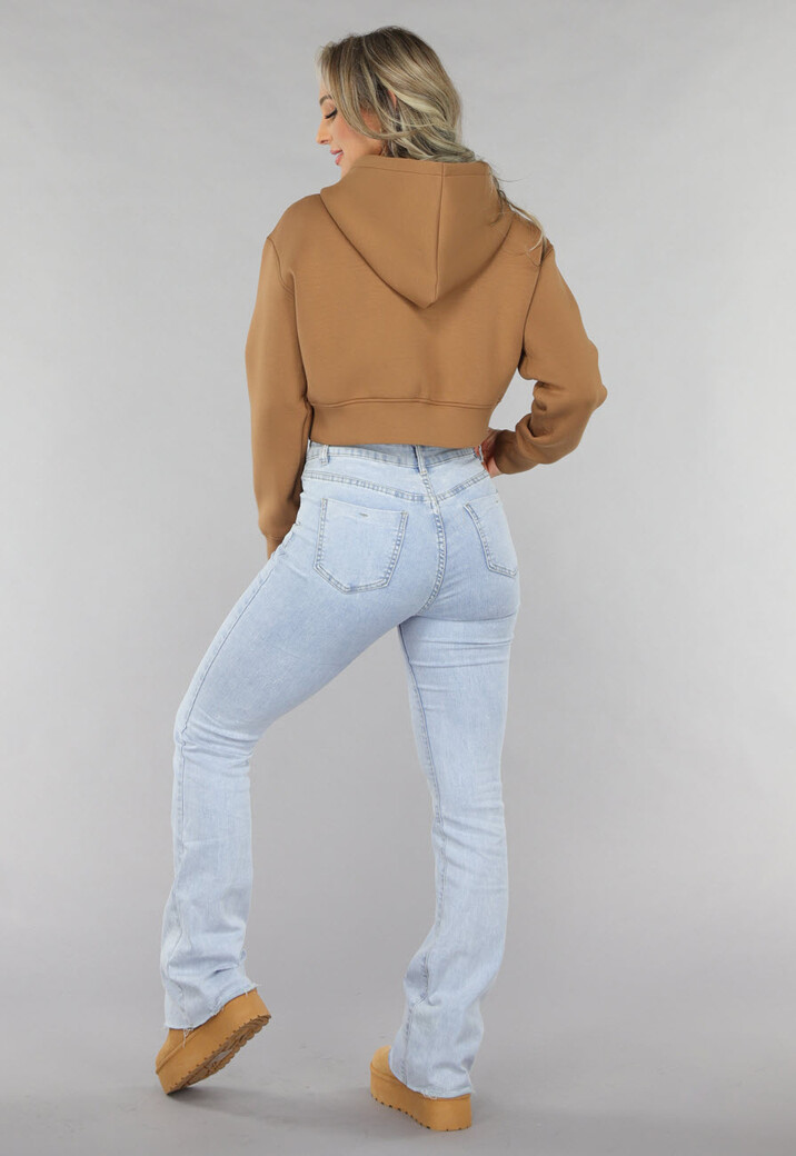 Camel Cropped Vest met Ritssluiting