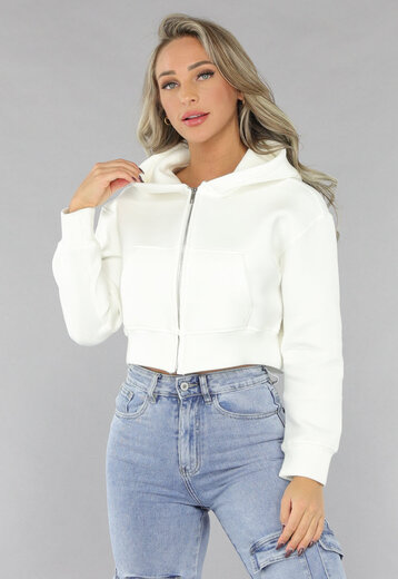 Wit Vest in Kort Model met Zakken