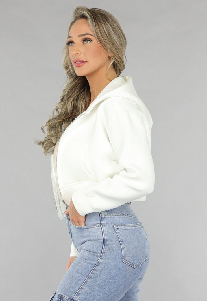 Wit Vest in Kort Model met Zakken