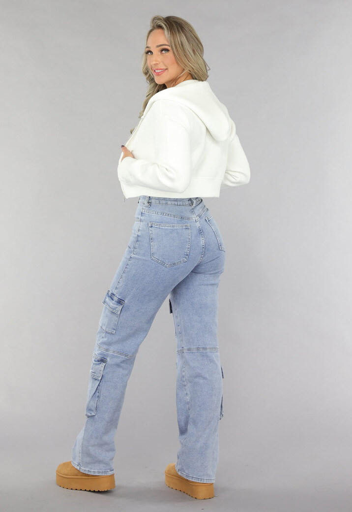 Wit Vest in Kort Model met Zakken