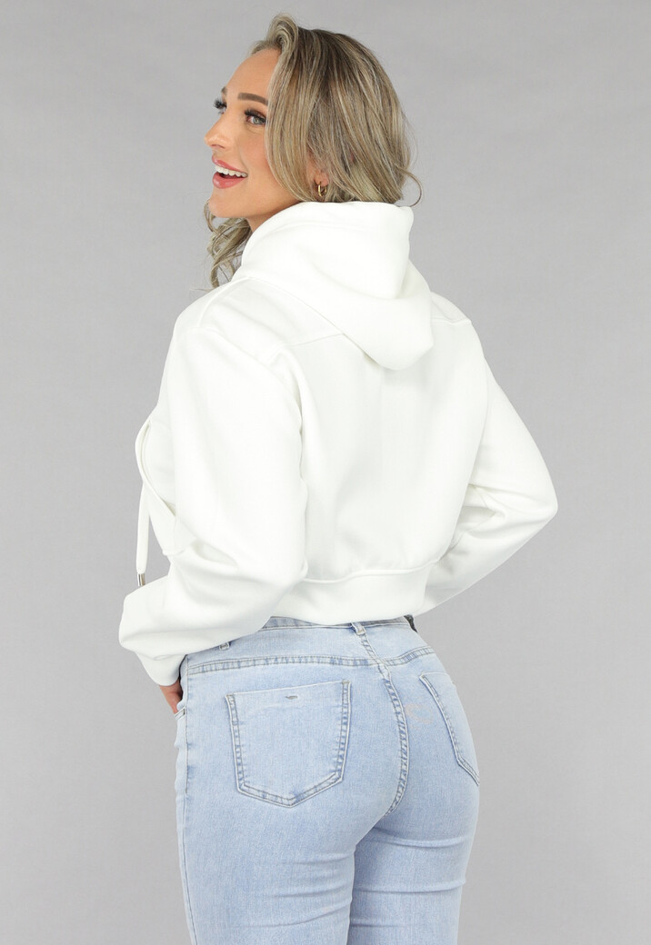 Witte Capuchon Trui in Kort Model