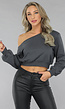 Antraciet Trui met One Shoulder