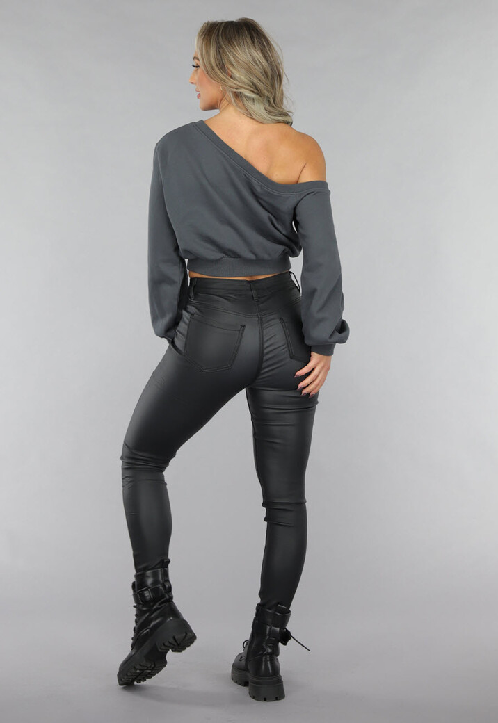Antraciet Trui met One Shoulder