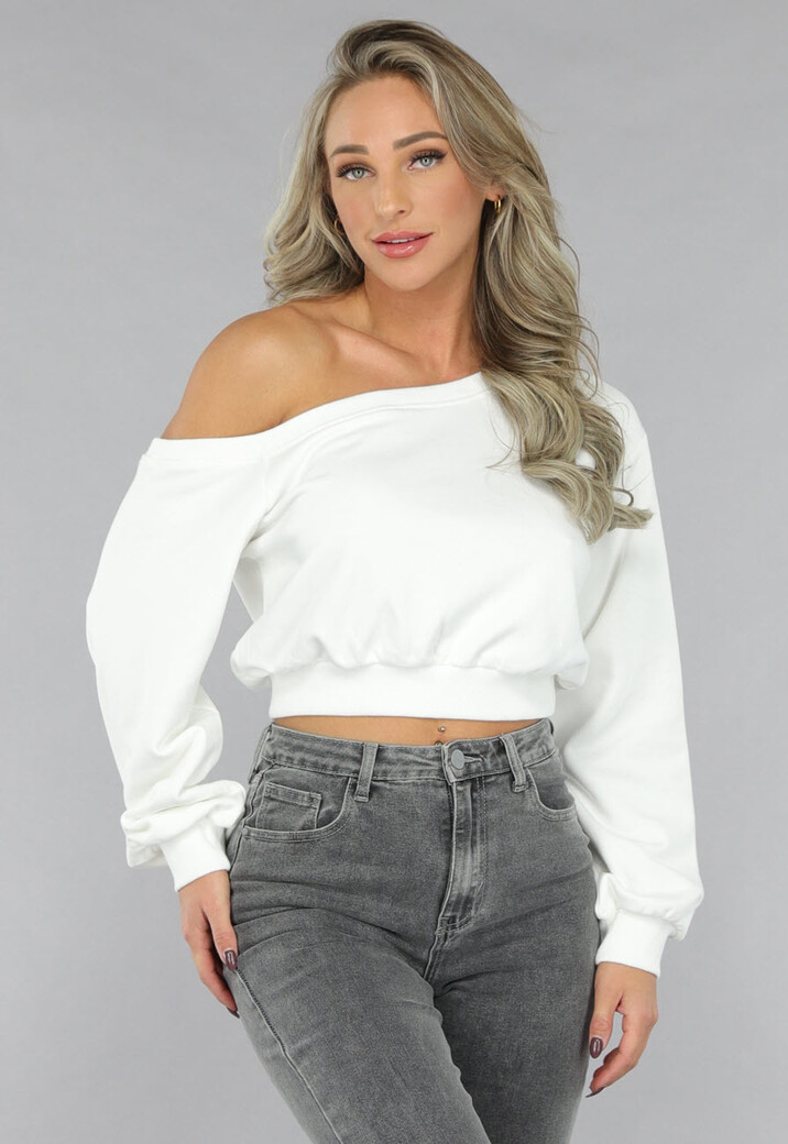 NEW2711 Witte One Shoulder Sweater