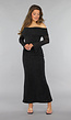 Mesh Maxi Jurk met Off Shoulder Model