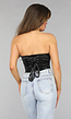 Zwarte Glanzende Korset Top