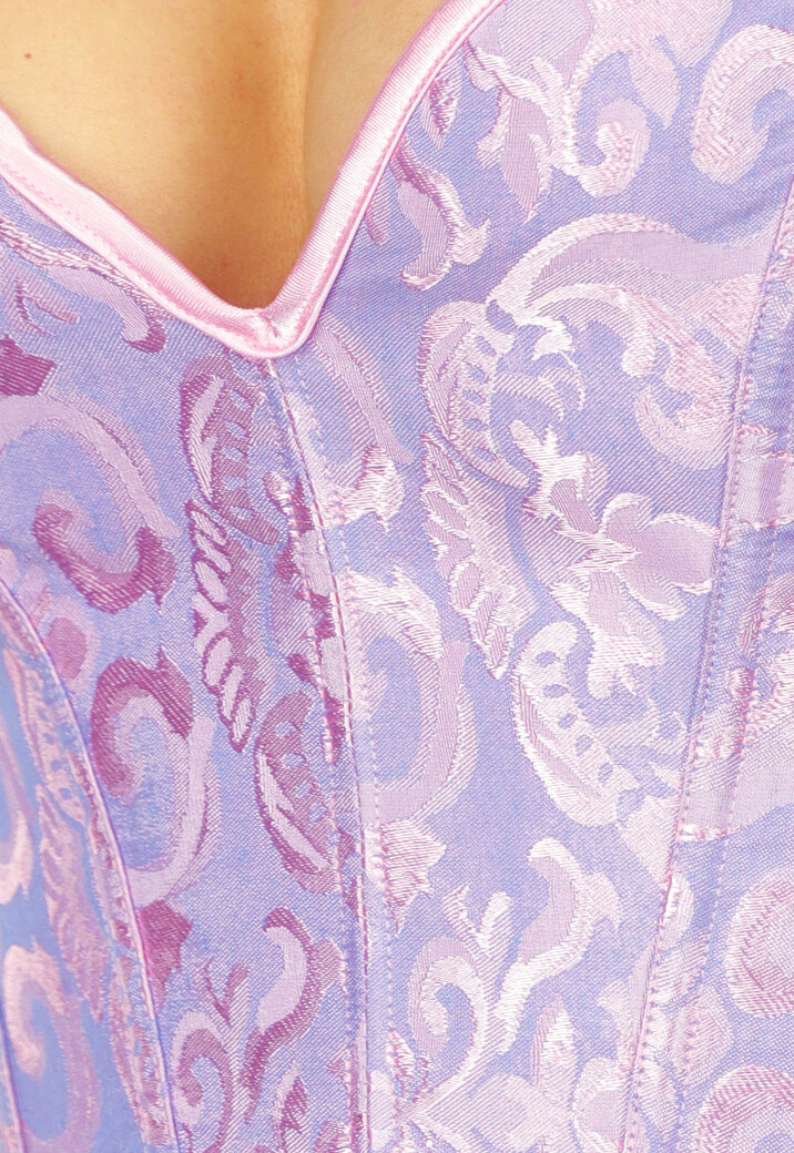Paars/Roze Satin Korset Top met Ornamenten