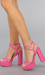 Fuchsia Sandaletten met Straps