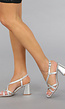Gevlochten Lage Zilveren Strappy Sandaletten