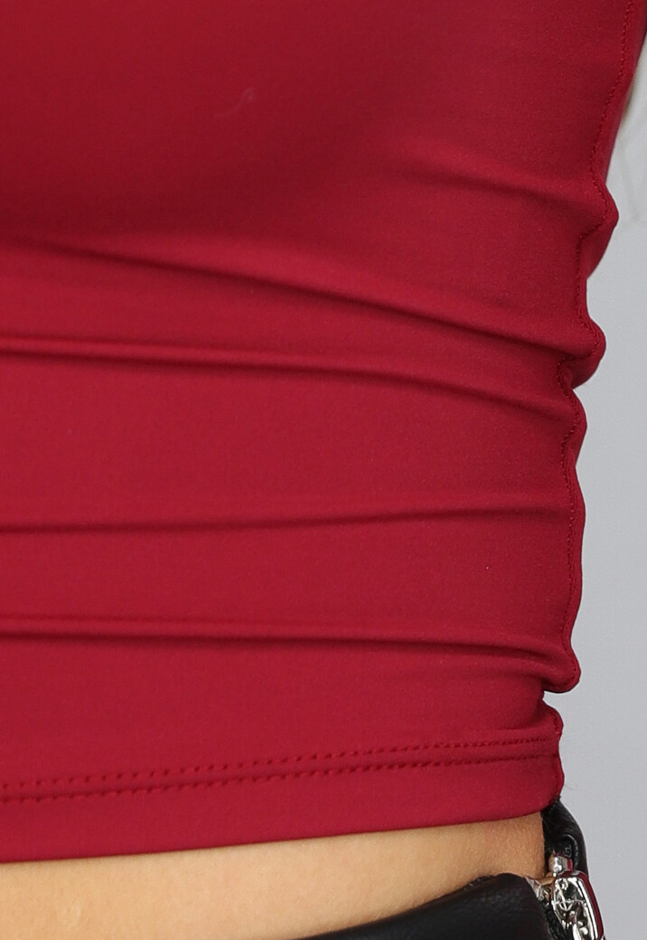 High Neck Top in Burgundy