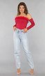Bordeaux Rode Crop Top met Fluff