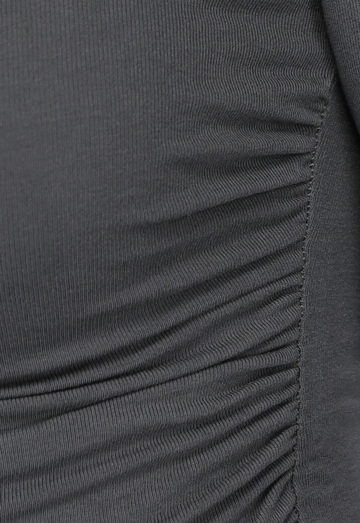 Longsleeve Geplooide Antraciet Top