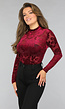 Bordeaux Rode Velvet Bloemen Bodysuit