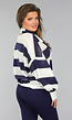 Oversized Gestreepte Trui met Knopen en Sjaaltje