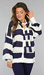 Oversized Gestreepte Trui met Knopen en Sjaaltje