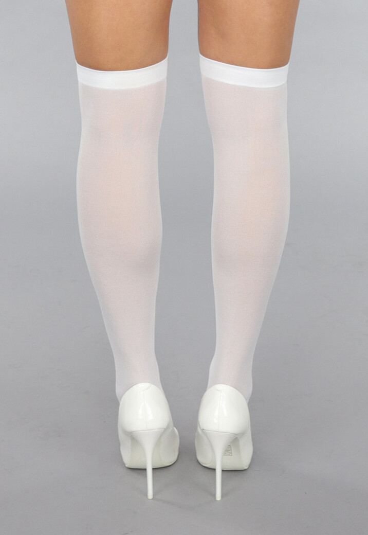 Witte Kniekousen met Rode Streep en Kruisjes