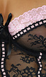 Zwart Kanten Lingerie Jurkje met Roze Details