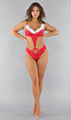 Rode Kanten Kerst Lingerie Bodysuit
