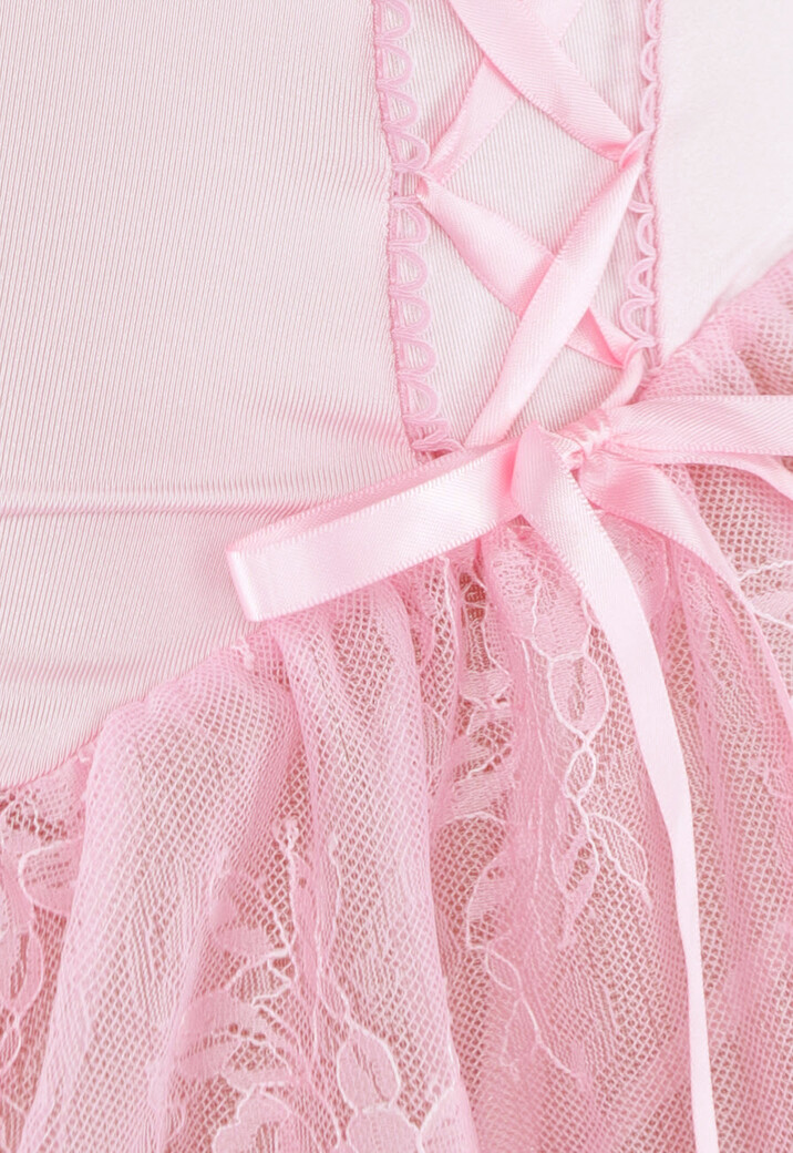 Lichtroze Lingerie Jurkje met Strikjes